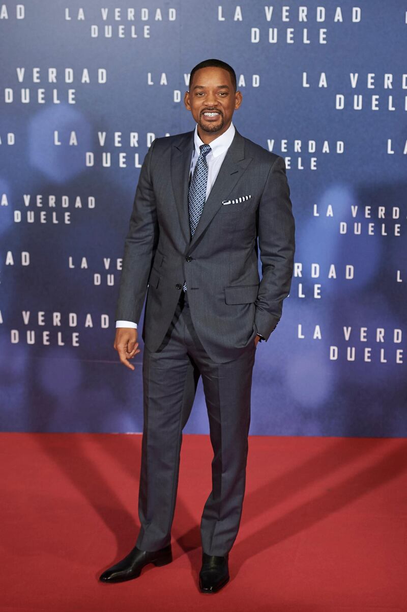 MADRID, SPAIN - JANUARY 27:  Actor Will Smith attends the Concussion (La Verdad Duele) premiere at the Callao cinema on January 27, 2016 in Madrid, Spain.  (Photo by Carlos Alvarez/Getty Images)