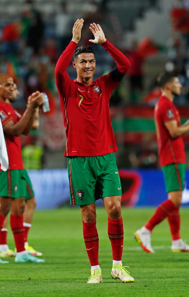 Ronaldo celebrates after the match. Reuters