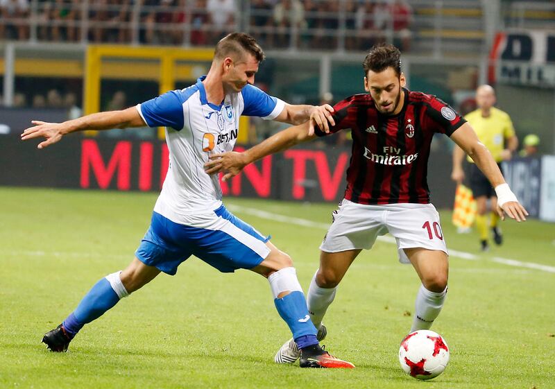 Hakan Calhanoglu, AC Milan
Watch out for the free-kicks. Milan have a few who fancy themselves with a dead ball, but the Turkey international has a famously effective technique. He’s back from a ban imposed for past transfer irregularities and fresh to Serie A. Antonio Calanni / AP Photo
