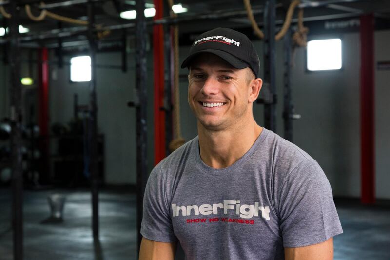 Marcus Smith, founder of Inner Fight Gym producing a health and fitness podcast. Al Quoz, Dubai. Duncan Chard for the National *** Local Caption ***  DC0104-Marcus_Smith-TN160101DC0058.jpg