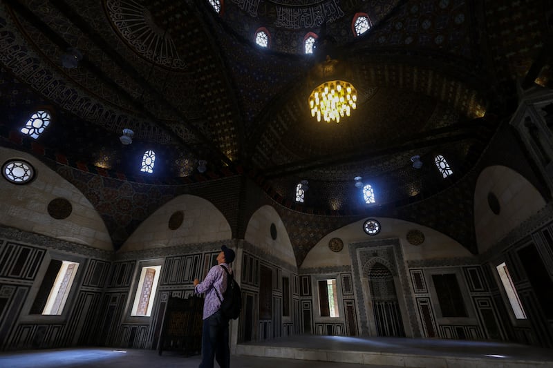 An archaeologist inside the restored Suleyman Pasha Al Khadim Mosque in old Cairo, Egypt, on September 16.  Reuters