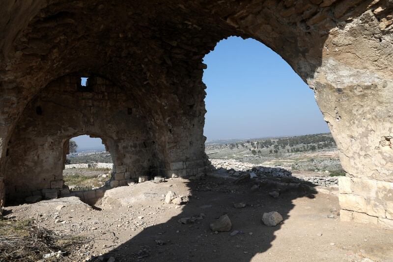 epa08924473 A view of Ruins of a Roman's post at the Roman historical site of Faraseen village, near the West Bank city of Jenin, 07 January 2021. Faraseen village is an archaeological site that contains a mound of rubble, foundations, pillars, and tiled and ocher land.  EPA-EFE/ALAA BADARNEH