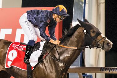 09.03.19. Meydan. Race 6, Capezzano - jockey Mickael Barzalona - trainer Salem bin Ghadayer - Erika Rasmussen for The National