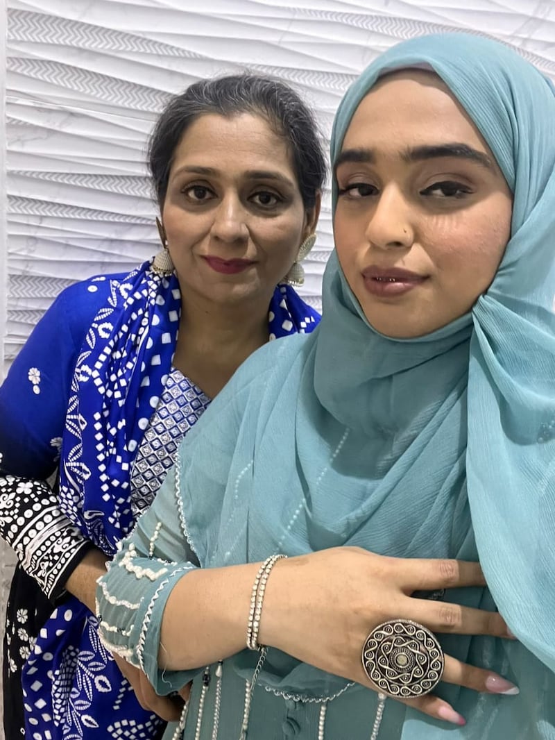 With her daughter, who says the family celebrate the independence days of both India and Pakistan. Photo: Pasha family