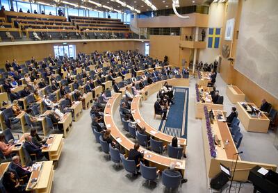 Ms Andersson's government has no majority in the Swedish parliament, the Riksdag. Reuters 