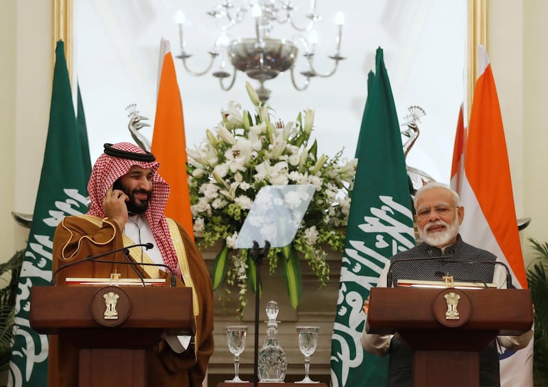The leaders hold a meeting at Hyderabad House in New Delhi. Reuters