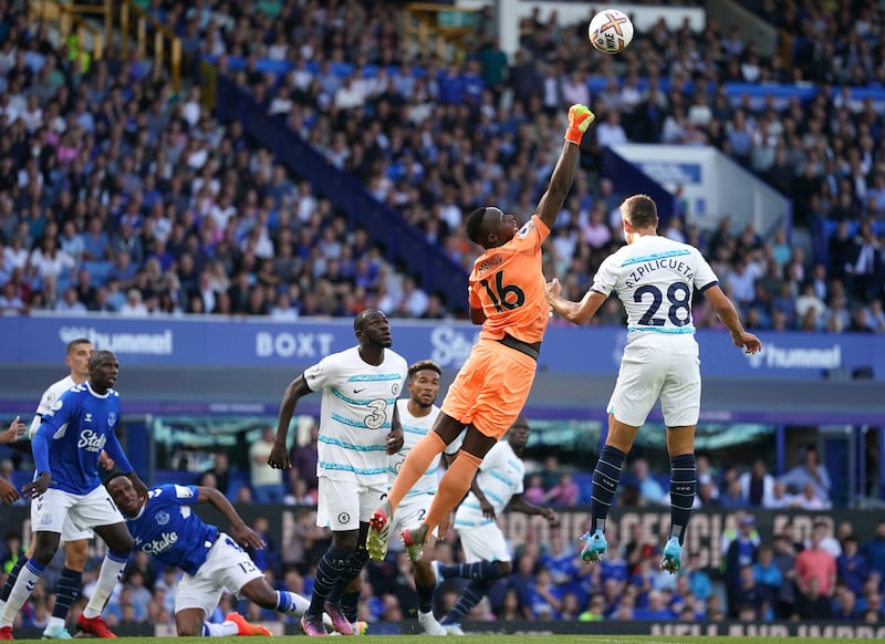 CHELSEA RATINGS: Edouard Mendy - 7. A clean sheet for the Senegalese shot stopper who, though rarely troubled by the Everton attack, produced a fine save to deny Tarkowski a debut opener.  PA