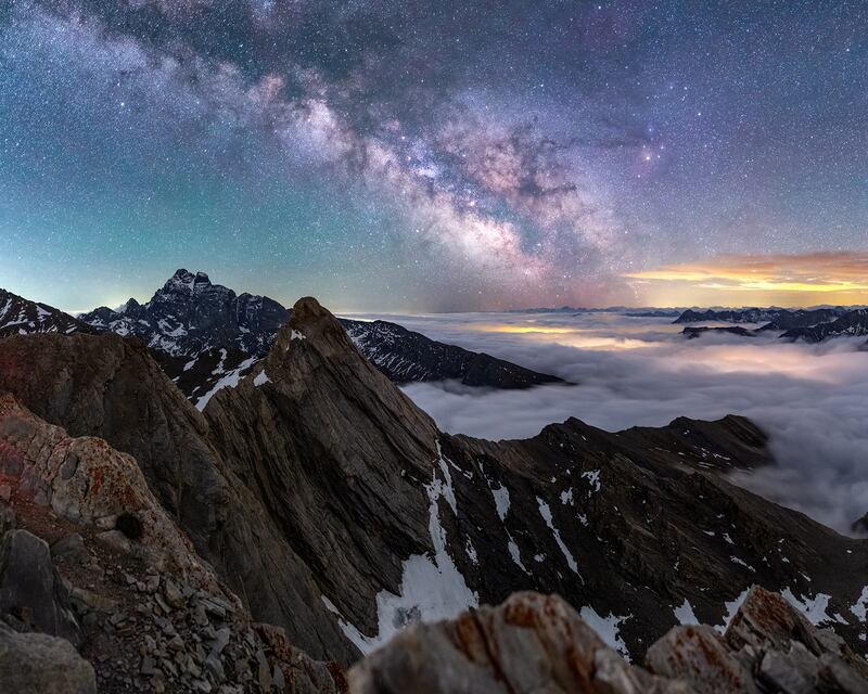 The Milky Way galaxy over Pain-de-Sucre mountain on the French-Italian border. Photo: Jeff Graphy