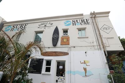 The exterior of Surf House and Single Fin Cafe on Jumeirah Beach Road, Dubai. Chris Whiteoak / The National