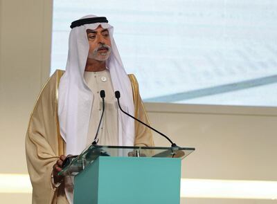 Abu Dhabi, United Arab Emirates - February 03, 2019: Sheikh Nahyan bin Mubarak Al Nahyan, Minister of Tolerance speaks at the first session at the Global Conference of Human Fraternity. Sunday the 3rd of February 2019 at Emirates Palace, Abu Dhabi. Chris Whiteoak / The National