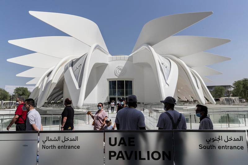 The Expo 2020 falcon-winged UAE pavilion will go by a different name and serve as a cultural venue during Cop28. Photo: Antonie Robertson / The National

