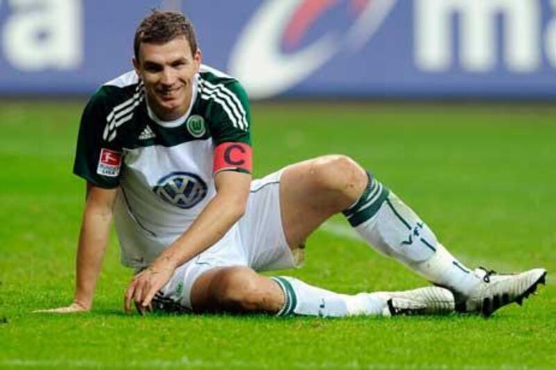 Edin Dzeko, the Wolfsburg striker, has caught the eye of Manchester City.