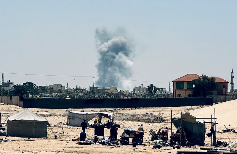 Smoke rises following Israeli strikes in Rafah on Monday. Reuters