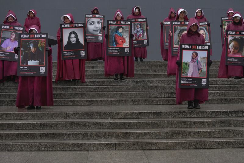 Crowds gather in solidarity with anti-government protests in Iran.  AP