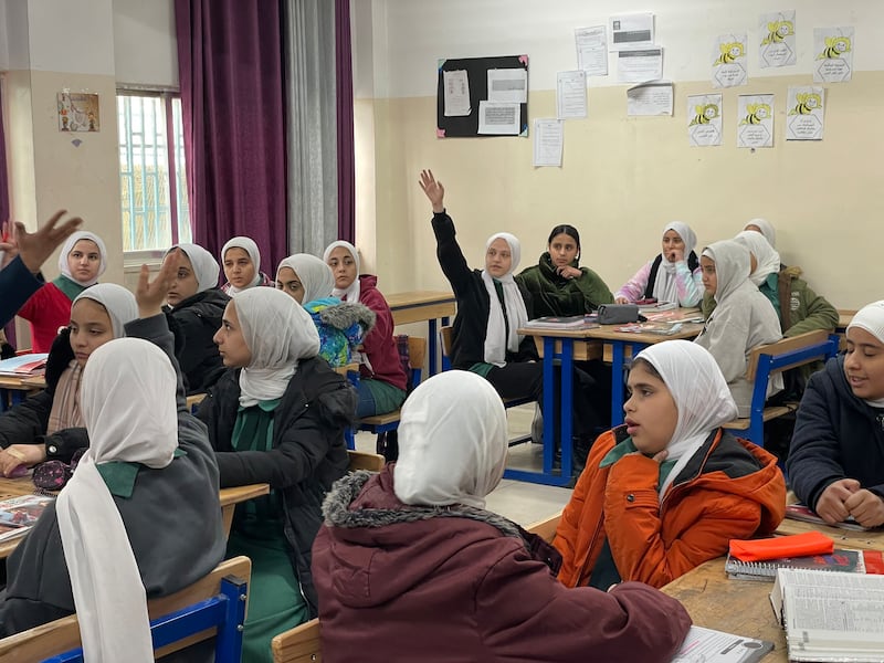 Pupils attend an English class at a school run by the UN relief agency for Palestinian refugees in Wehdat camp in east Amman, Jordan, on Tuesday. All photos by Khaled Yacoub Oweis / The National