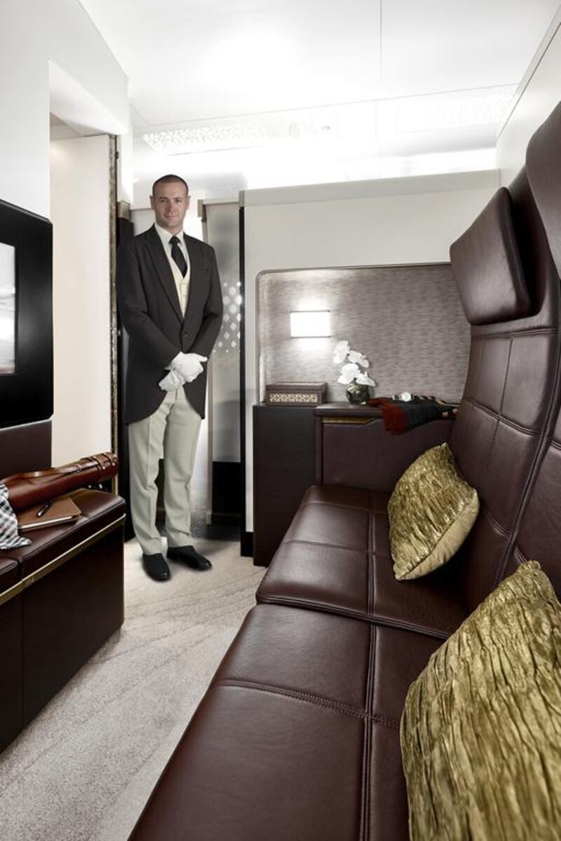 Etihad Airlines' First Class cabin features one Residence, which includes suite, private bath and separate bedroom with a double bed as well as its own private butler. Courtesy: Etihad