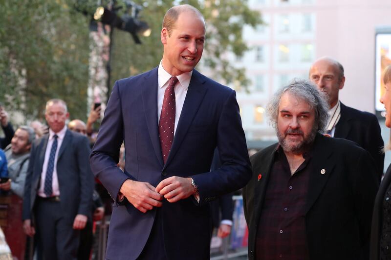 Britain's Prince William, Duke of Cambridge and New Zealand film maker Peter Jackson attend the world premiere of Peter Jackson's film "They Shall Not Grow Old" during the BFI London Film Festival in London, Britain October 16, 2018. Daniel Leal-Olivas/Pool via REUTERS