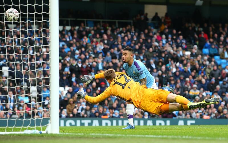 Gabriel Jesus scores Manchester City's fourth. Getty