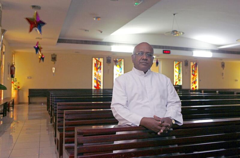 Father P Sagayaraj, of Our Lady of Perpetual Help Church, says many different communities attend church services.  Jeffrey E Biteng / The National