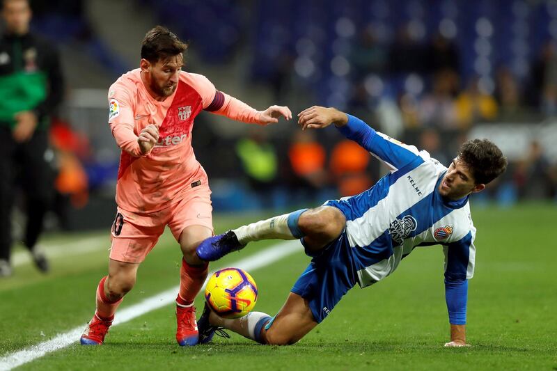 Barcelona forward Lionel Messi in action against Espanyol. EPA