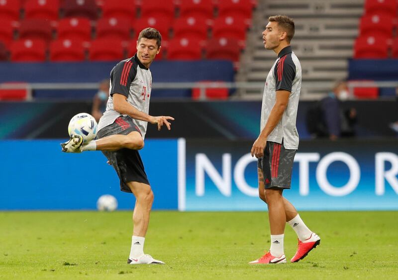 Bayern Munich's Robert Lewandowski and Lucas Hernandez. Reuters