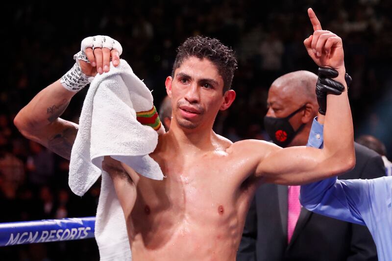 Rey Vargas, pictured after his win over Leonardo Baez in November, won the WBC featherweight title by beating Mark Magsayo. AP