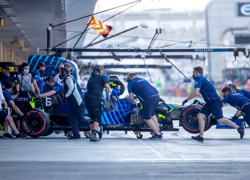 Canadian driver Nicholas Latifi of Williams Racing makes a pit stop. Victor Besa / The National