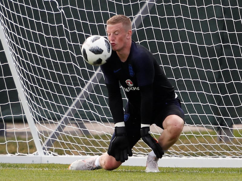 England's Jordan Pickford during training REUTERS / Lee Smith