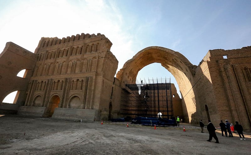 Part of the Sasanian Palace complex, the Arch of Ctesiphon, or Taq Kasra, is the world’s largest brick-built arch at 37 metres high and 26 metres wide. AFP