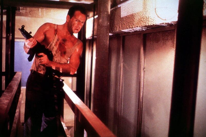 
Actor, Bruce Willis  with a gun in a sequence of the film "Die hard". (Newscom TagID: dpphotos062257)   

Credit: Newscom
