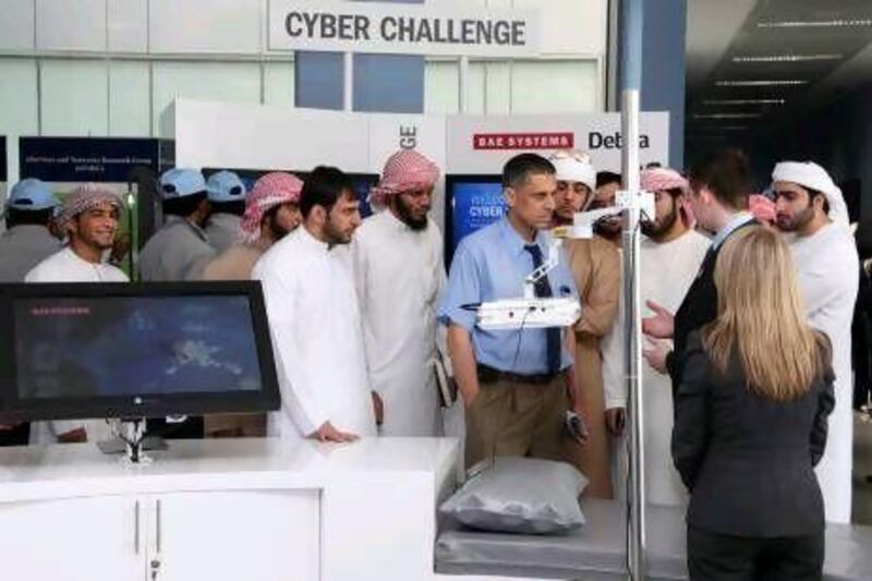 Visitors learn more about cyber security and overall industry advancements at the three day Technology, Aerospace and Cyber Security Expo at Khalifa University in Abu Dhabi.