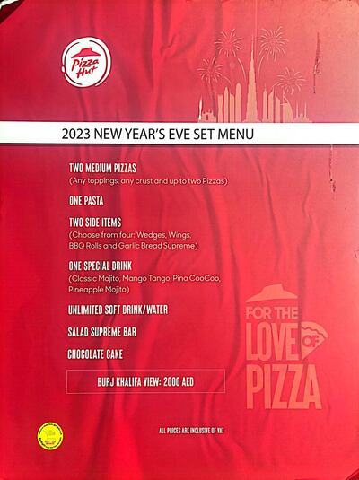 Enjoy your pizza with a slice of Burj Khalifa fireworks here. Photo: Pizza Hut