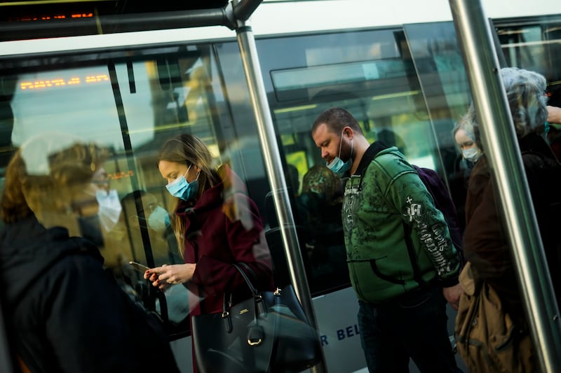 Commuters wearing protective masks to prevent the spread of Covid-19 get out of a tram in Istanbul.  Turkey says the highly contagious Omicron variant now makes up more than 10 per cent of new cases in the country's crowded provinces. AP