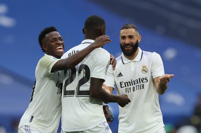 Karim Benzema – 8 Ended his five-match drought in front of goal with an early strike after a terrific run by Vinicius, slotting home past Ter Stegen. He thought he’d doubled his tally in the second half but his strike was ruled offside. AFP