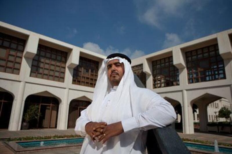 Abu Dhabi, United Arab Emirates, January 3, 2013: 
Abu Dhabi Men's College Communication, Commercial and Media Management student Jad al Qubaiti poses for a portrait at the college campus on Thursday, Jan. 3, 2013.   The former ADNOC employee of 5 year, Mr. Al Qubaiti, a debt ridden Emirati, decided to quit his job at  after bouncing cheques became decriminalized. He said he wanted to quit his drabjob which he kept only to pay off this debts. He plans to focus on his studies full time now, hoping to maintain his high GPA (of 3,8) so he can get into the Harvard Business School once he graduates the HCT.
Silvia Razgova/The National

Note: for Thamer Al Subaihi's story (cheques became decriminalized)