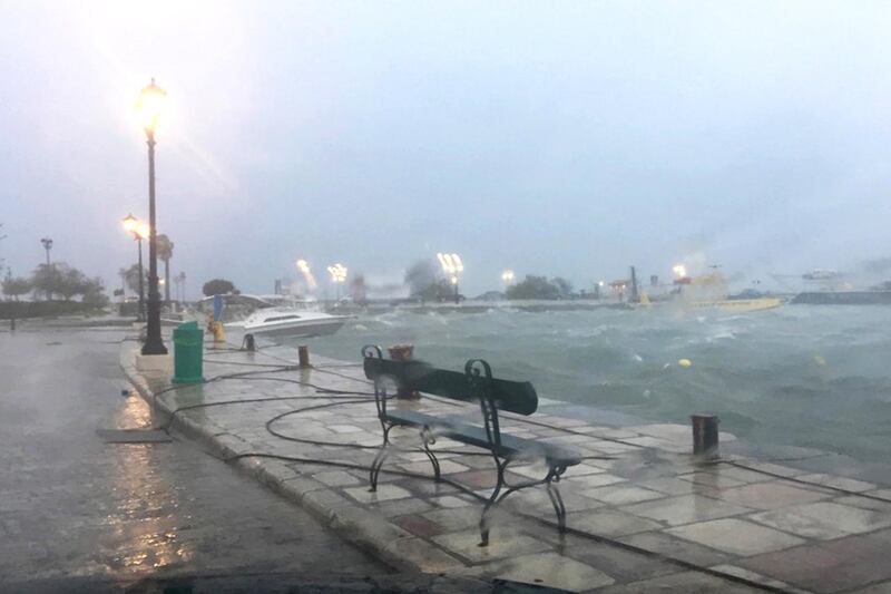 A view of boats during Medicane (Mediterranean hurricane) Ianos on Zakynthos island, Greece.  A rare hurricane-like cyclone in the eastern Mediterranean, a so-called 'Medicane', named Ianos is forecasted to make landfall  in Kefalonia, Ithaca and Zakynthos with winds reaching hurricane-force Category 1.  EPA