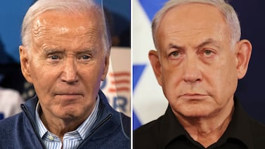 US President Joe Biden, left, and Israeli Prime Minister Benjamin Netanyahu are at odds over the necessity for a military offensive in Rafah. AP