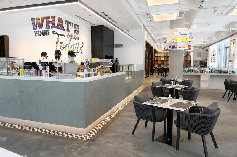 Inside view of The Name concept store and a resto café at Dubai Design District in Dubai on June 23,2021. Pawan Singh / The National. Story by Janice Rodrigues 