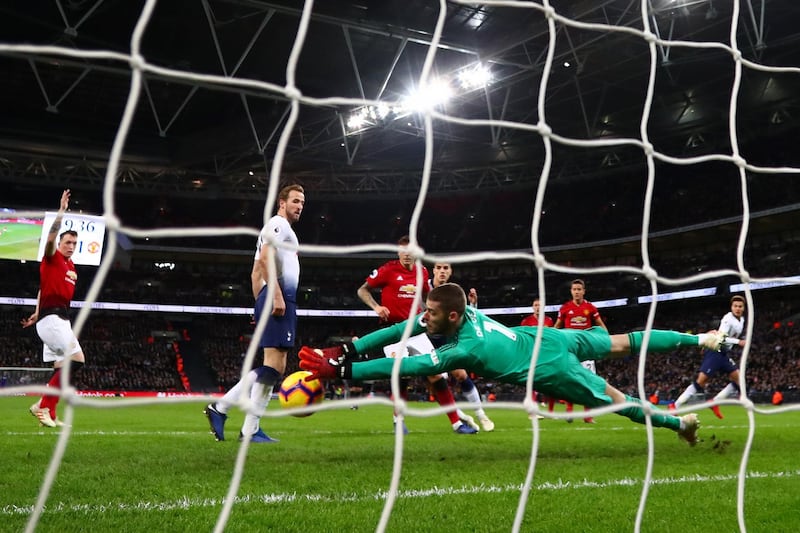 De Gea makes another save against Tottenham.  Getty Images