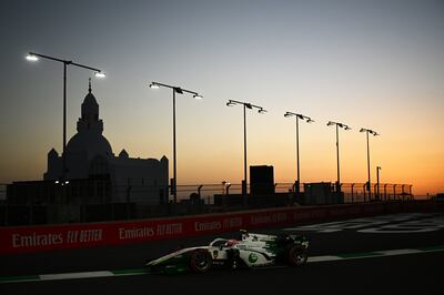 Ralph Boschung of Switzerland and Campos Racing drives on the track during qualifying for the Formula 2 Championship at Jeddah Corniche Circuit, on Friday. Getty Images