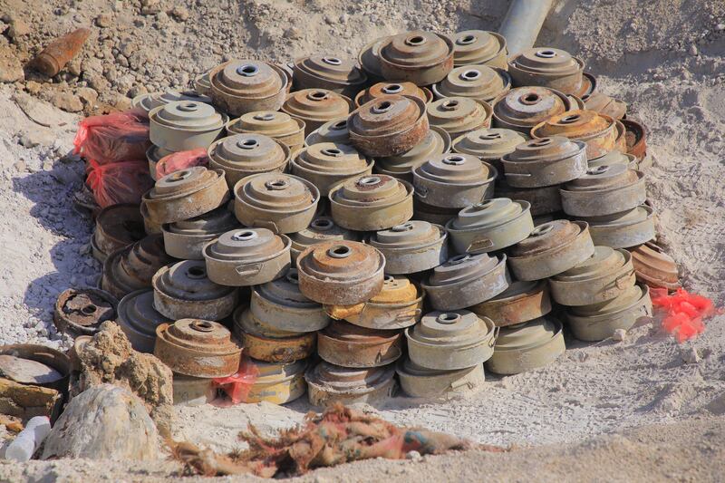 Landmines dug up by Masam teams in Yemen. Photo: Masam