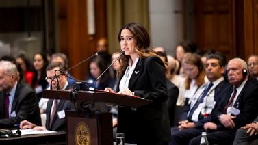 The UAE's ambassador and Permanent Representative to the United Nations in New York, Lana Nusseibeh, addressed the International Court of Justice on Wednesday. Photo: ICJ