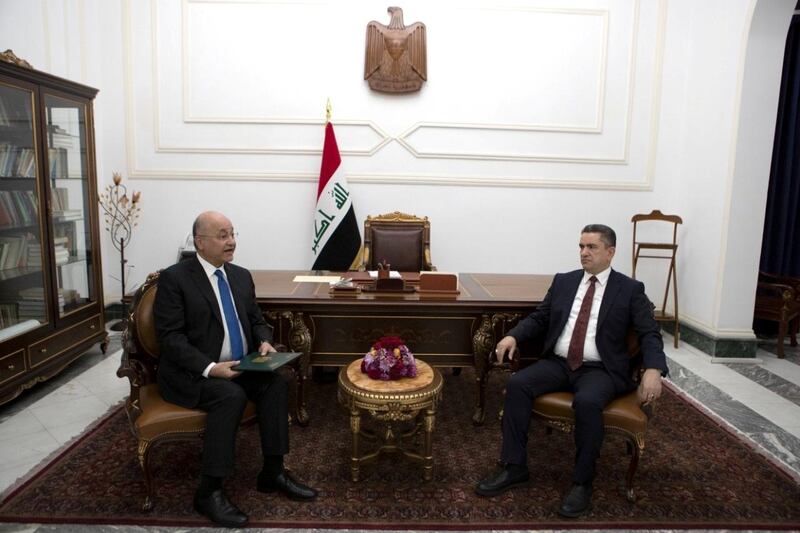 Iraq's President Barham Salih meets with new prime minister-designate Adnan al-Zurfi in Baghdad, Iraq.  Reuters