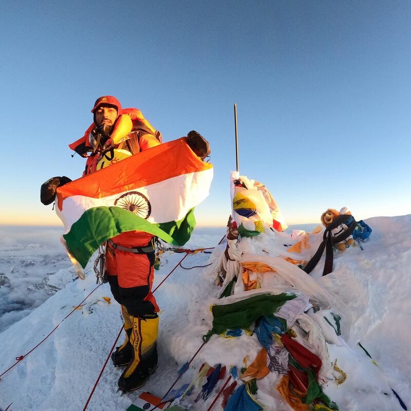 He said last month's successful climb was for his mother and father. 'This summit is dedicated to them. It was a surprise for them as they did not know about my expedition.' 