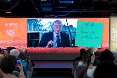 Bill Gates, co-chair of the Bill & Melinda Gates Foundation, during the Global Goals for All event at The Nexus for People and Planet. Expo 2020 Dubai