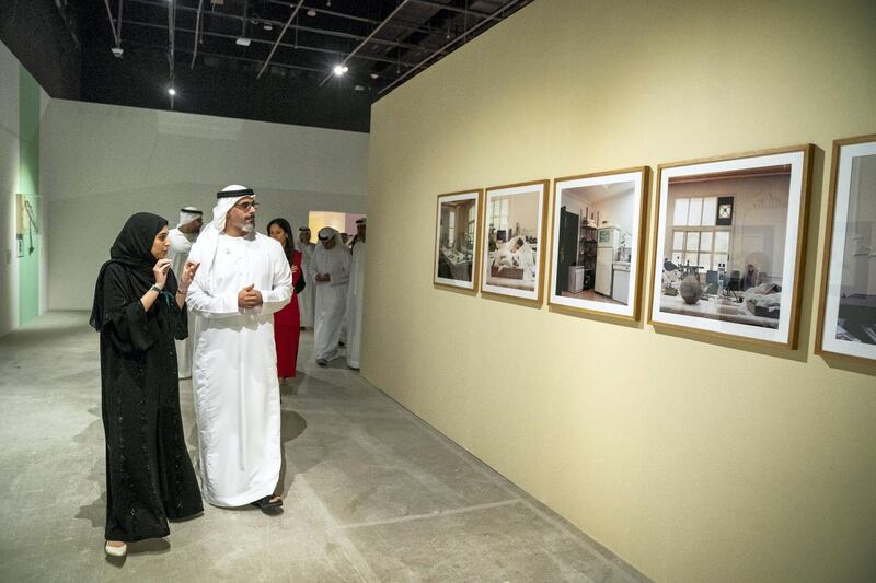 Sheikh Khalid bin Mohamed bin Zayed tours Abu Dhabi Art. Courtesy: Abu Dhabi Government Media Office