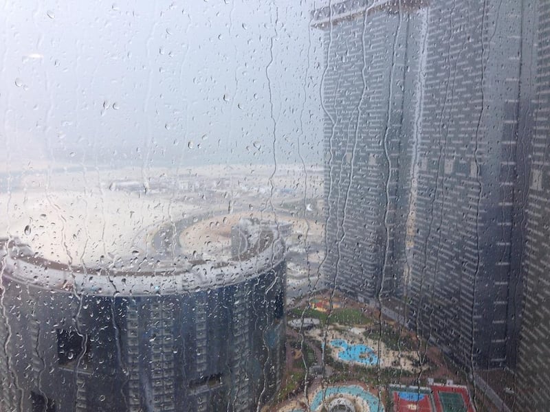 Rain in Abu Dhabi, Reem Island. Courtesy Cristina Nelmes