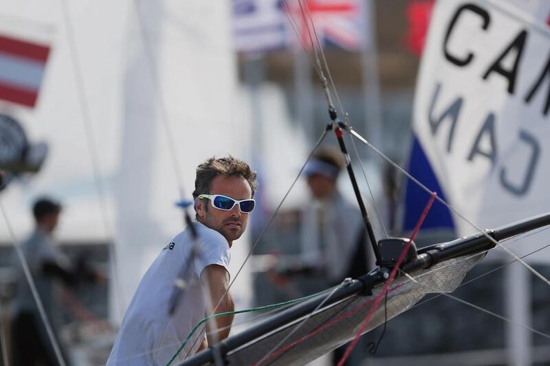 Frank Cammas is sailing in the Nacra 17 at the 2014 ISAF Sailing World Cup in Abu Dhabi on Saturday, November 29, 2014. DELORES JOHNSON / The National