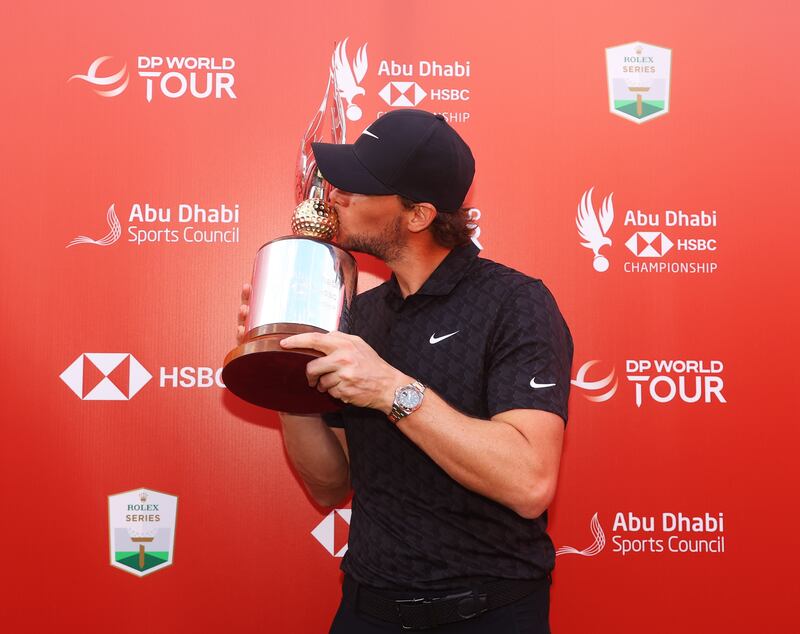 Thomas Pieters after winning the Abu Dhabi HSBC Championship. Getty