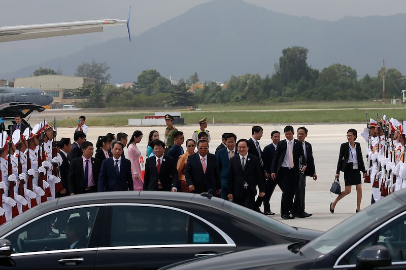 A general view shows President of Laos Bounnhang Vorachith arriving at Danang. Wallace Moon / EPA